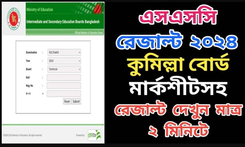 ssc result 2024 comilla board Number Marksheet download